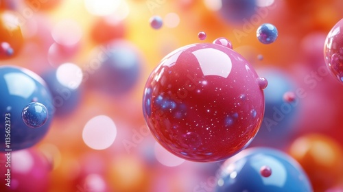 abstract 3d animation geometric background with falling colorful spheres seamless looped vide