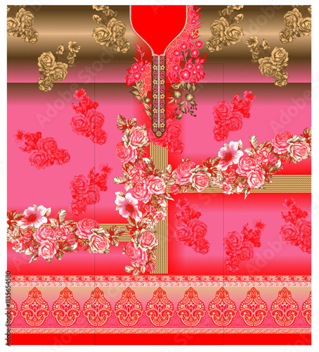 A charming floral pattern in shades of pink and gold, offering a visually appealing and stylish aesthetic.
