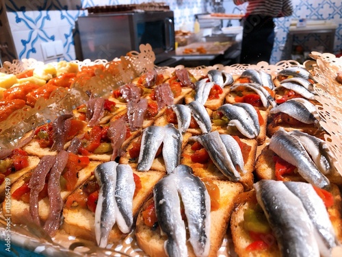 [Spain] Colorful pinchos lined up in the San Miguel market (Madrid) photo