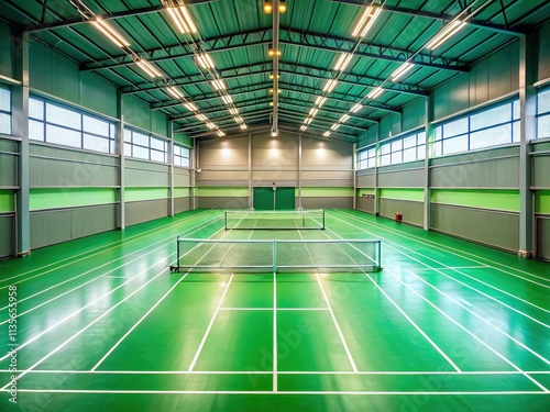 Green Badminton Court - Competition & Exercise - Polite Sportsmanship