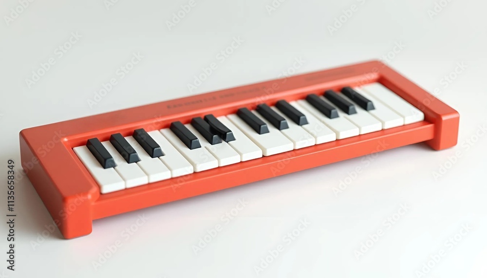 The keys of a toy piano in close-up