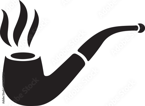 smoking pipe isolated on white, Smoking pipe icon silhouette vector style