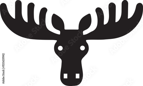 moose head icon silhouette style vector art illustration on a white background.
 photo