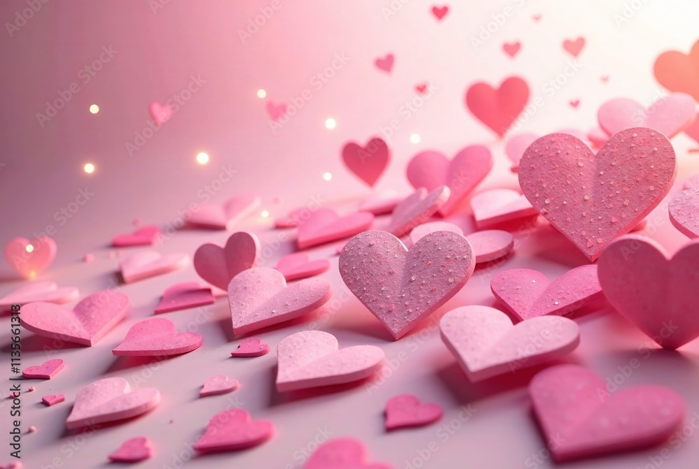 Fototapeta premium Pink Heart Cascade Seamless Texture Background, Abstract Design, Decorative Pattern