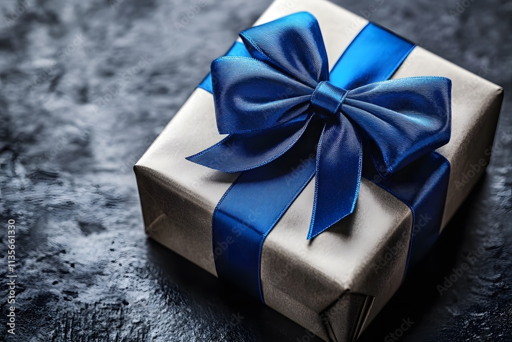 A beautifully wrapped gift box with a blue ribbon, symbolizing celebration and surprise. A beautifully wrapped gift box with a blue ribbon, symbolizing celebration and surprise.