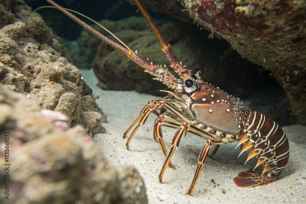 Underwater Close-Up of a Spiny Lobster Underwater Close-Up of a Spiny Lobster