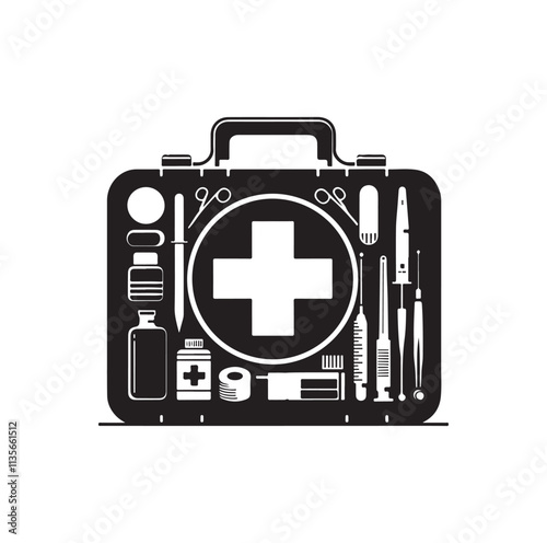 first aid kit box silhouette vector illustration