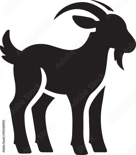 Goat icon silhouetty style vector art illustration on a white background. 
