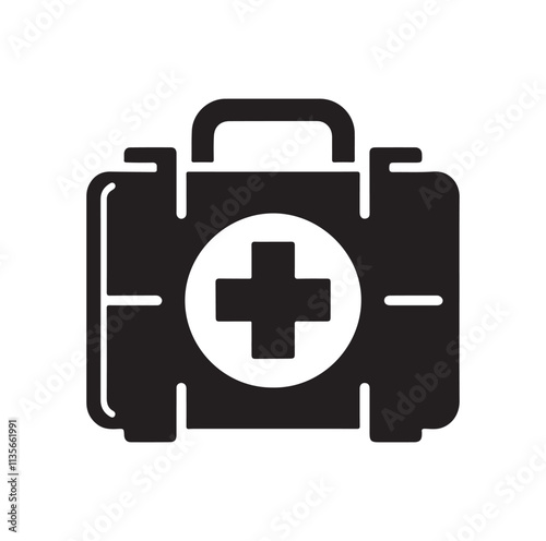 first aid kit box silhouette vector illustration