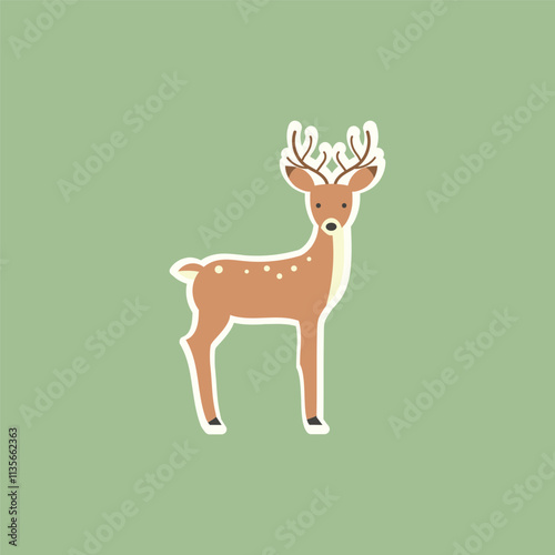 cute deer animal sticker icon