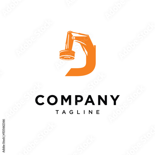  Letter J Magnet Excavator Logo Icon Vector