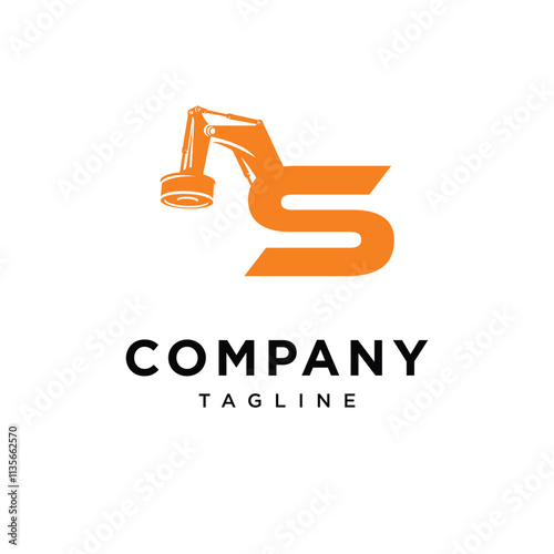  Letter S Magnet Excavator Logo Icon Vector