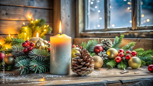 christmas still life with candle