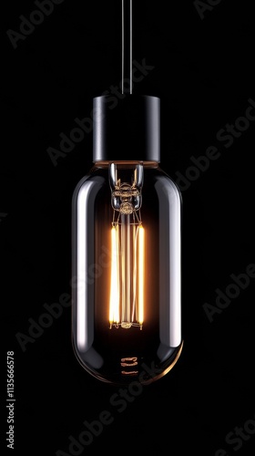 Vintage style edison bulb glowing in the photo