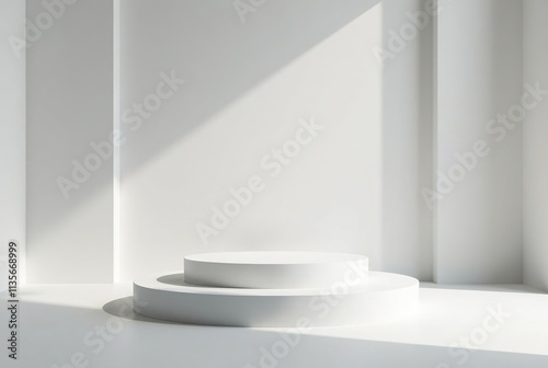 White Podium Studio Photo, Minimalist, Modern, Elegant, AI Art