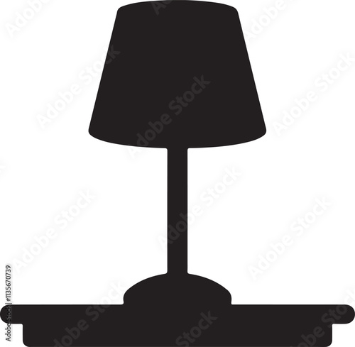 black table lamp, Table lamp icon silhouette vector style