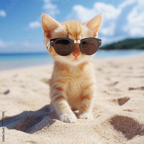 cat on the beach