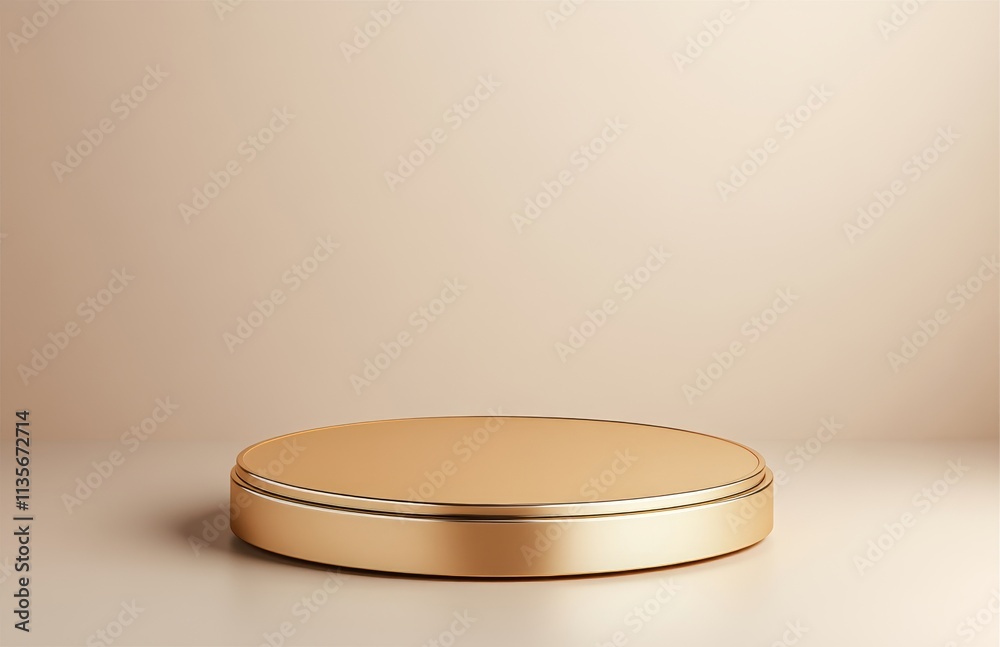 Golden circular podium with a linear background, ideal for presentations and design