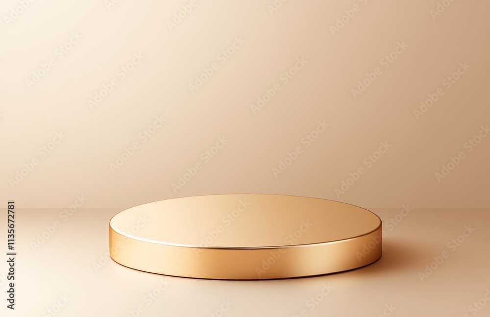 Golden circular podium with a linear background, ideal for presentations and design Golden circular podium with a linear background, ideal for presentations and design