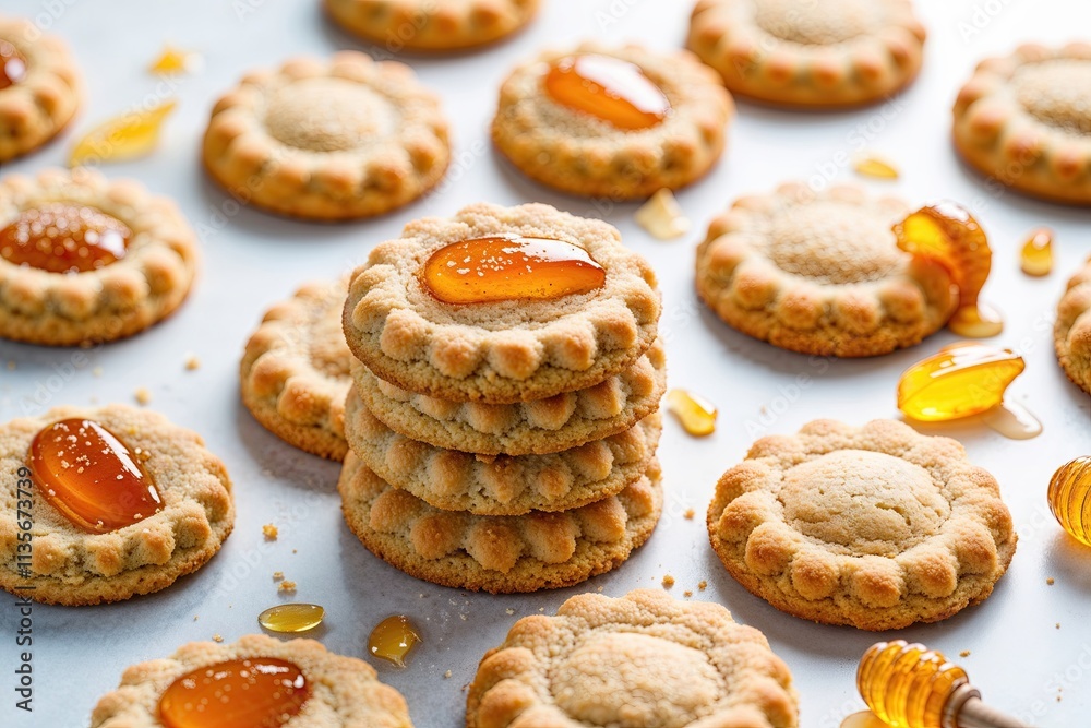 Delicious Honey Biscuit Cookie Isolated on Bright White Background Delicious Honey Biscuit Cookie Isolated on Bright White Background