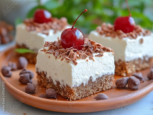 Delicious Cherry Chocolate Cheesecake Squares photo