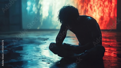 Inner Turmoil: A Silhouette of Solitude and Emotional Anguish