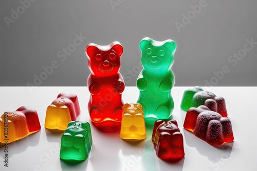 Vibrant Gummy Bear in Pristine White Background