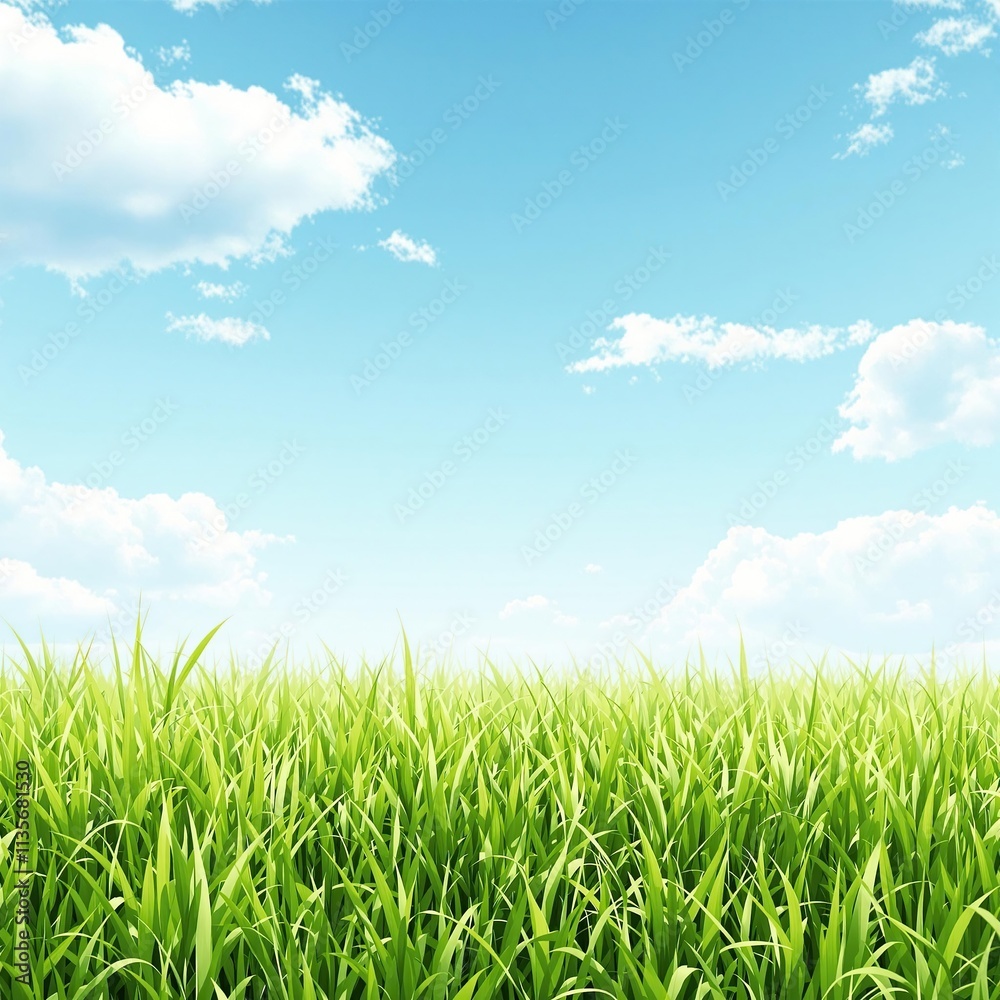 Green grass swaying in the wind on a breezy spring day, windy day., outdoor views, natural scenery, spring landscape Green grass swaying in the wind on a breezy spring day, windy day., outdoor views, natural scenery, spring landscape