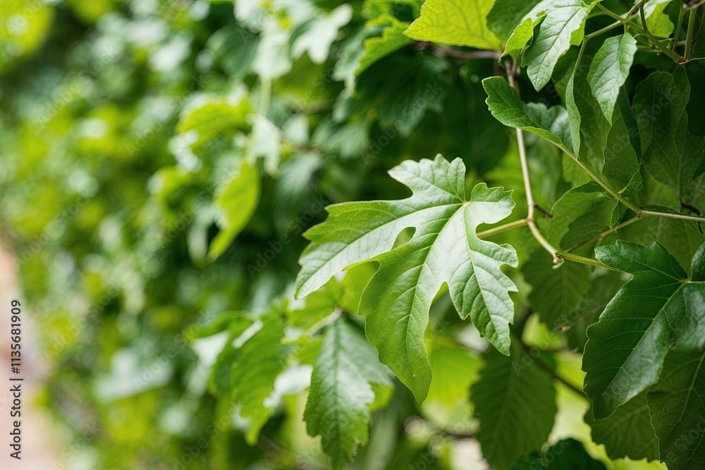 Obraz premium Glossy Botanical Aesthetic of Isolated Fresh Green Vine Leaves