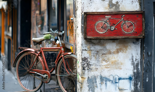 old bicycle with the bottle dynamo device for the headlight on the front wheel photo