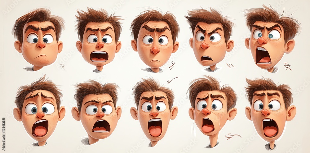 A collection of expressive cartoon character faces showcasing various emotions. A collection of expressive cartoon character faces showcasing various emotions.