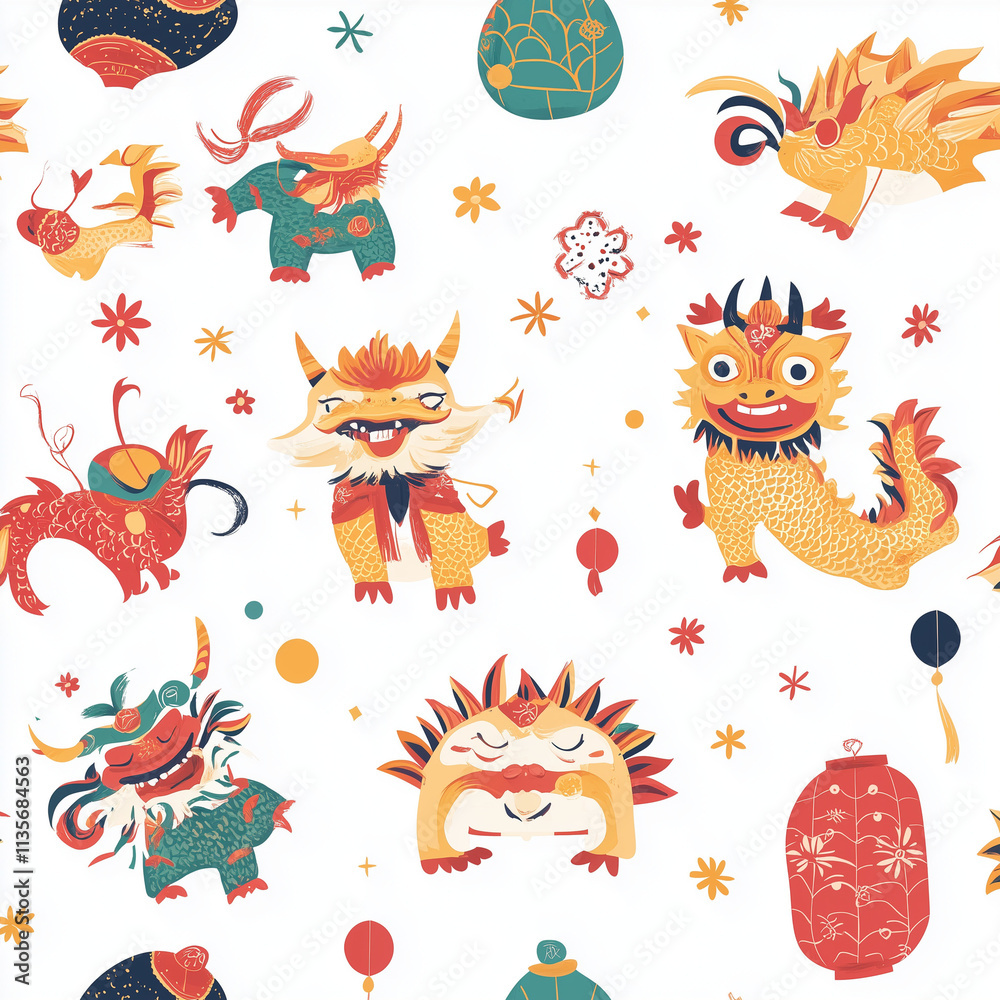 Fototapeta premium pattern with funny animals