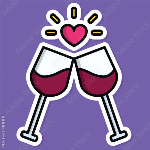 Vector cheers love illustration cute sticker love sign