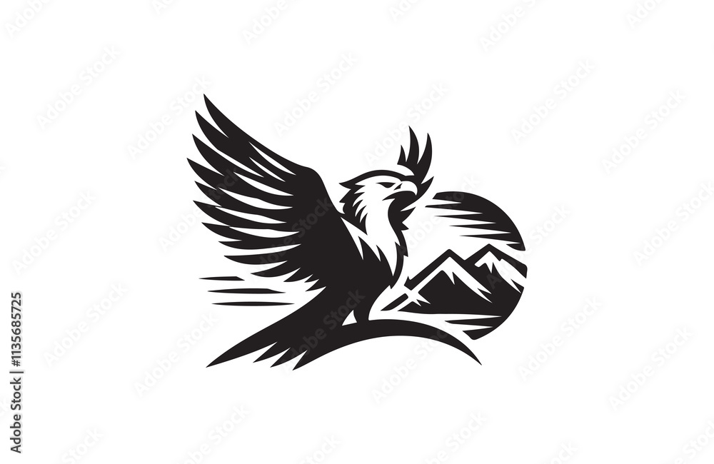 Obraz premium flying eagle silhouette vector logo illustration