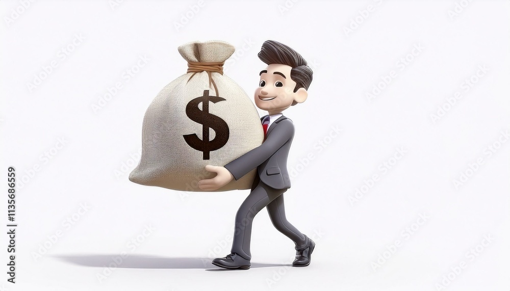 Cartoon Businessman Carrying a Money Bag Cartoon Businessman Carrying a Money Bag