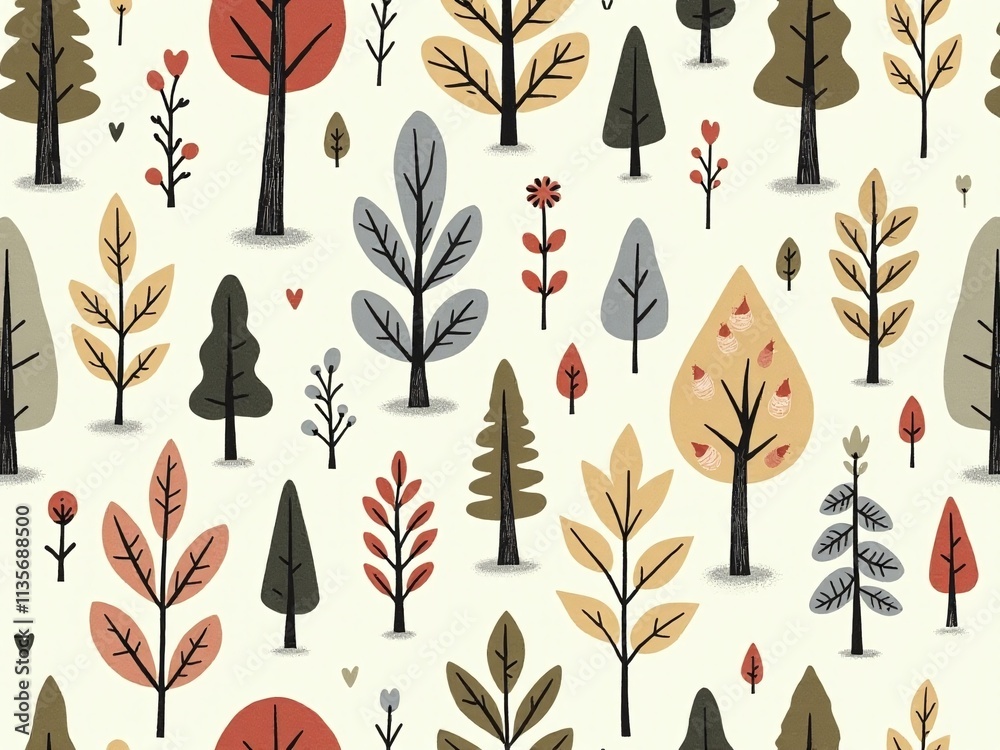 Intricate forest-themed seamless pattern Intricate forest-themed seamless pattern