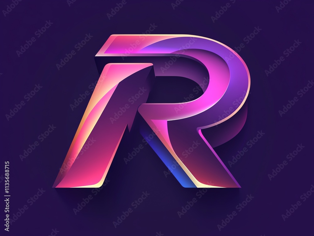 A stylized, colorful 3D letter A stylized, colorful 3D letter