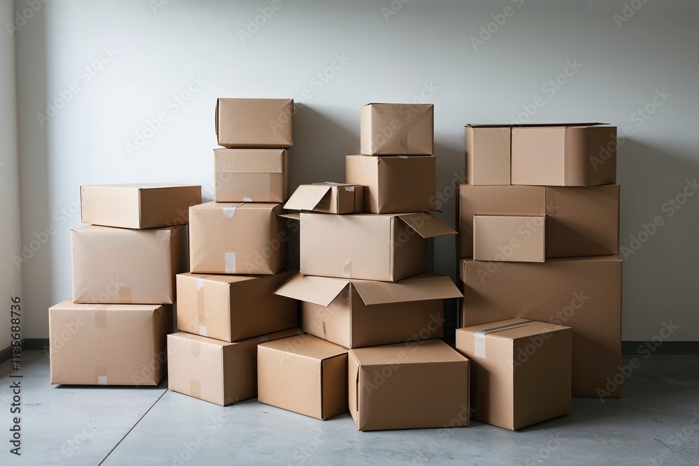 Neat and Organized Cardboard Wrappers in a Minimalistic Pile for Moving and Storage Neat and Organized Cardboard Wrappers in a Minimalistic Pile for Moving and Storage