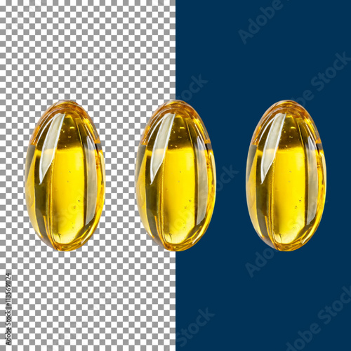 Transparent Yellow Softgels for Health Benefits on transparent background, png, psd
