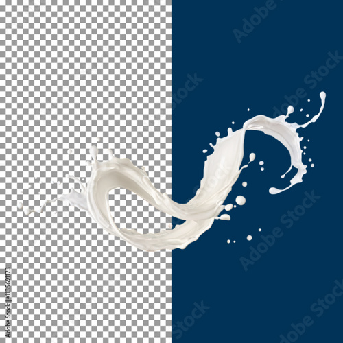 Dynamic Milk Splash on Transparent Background, png, psd
