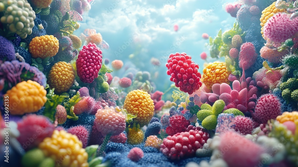 Fototapeta premium Vibrant Floral Fantasy: A Dreamlike Garden of Colorful Blooms