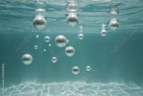 Stunning Liquid Pearl Cluster on Minimalist Aquatic Background