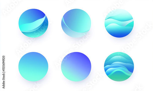 Free Download Simple clip art of different gradient shapes that form the shape of an abstract pebble, with blue and green gradients on a white background - GFXLoad
