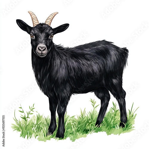 Black Goat in Grass