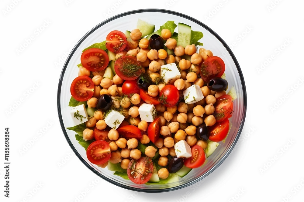 Bowl of Salad , Isolated white background, flat lay Bowl of Salad , Isolated white background, flat lay