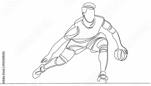 one line drawing and continue for the sport, Handball
