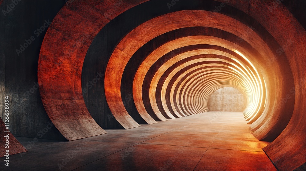 Obraz premium Abstract Circular Tunnel: Modern Architectural Design