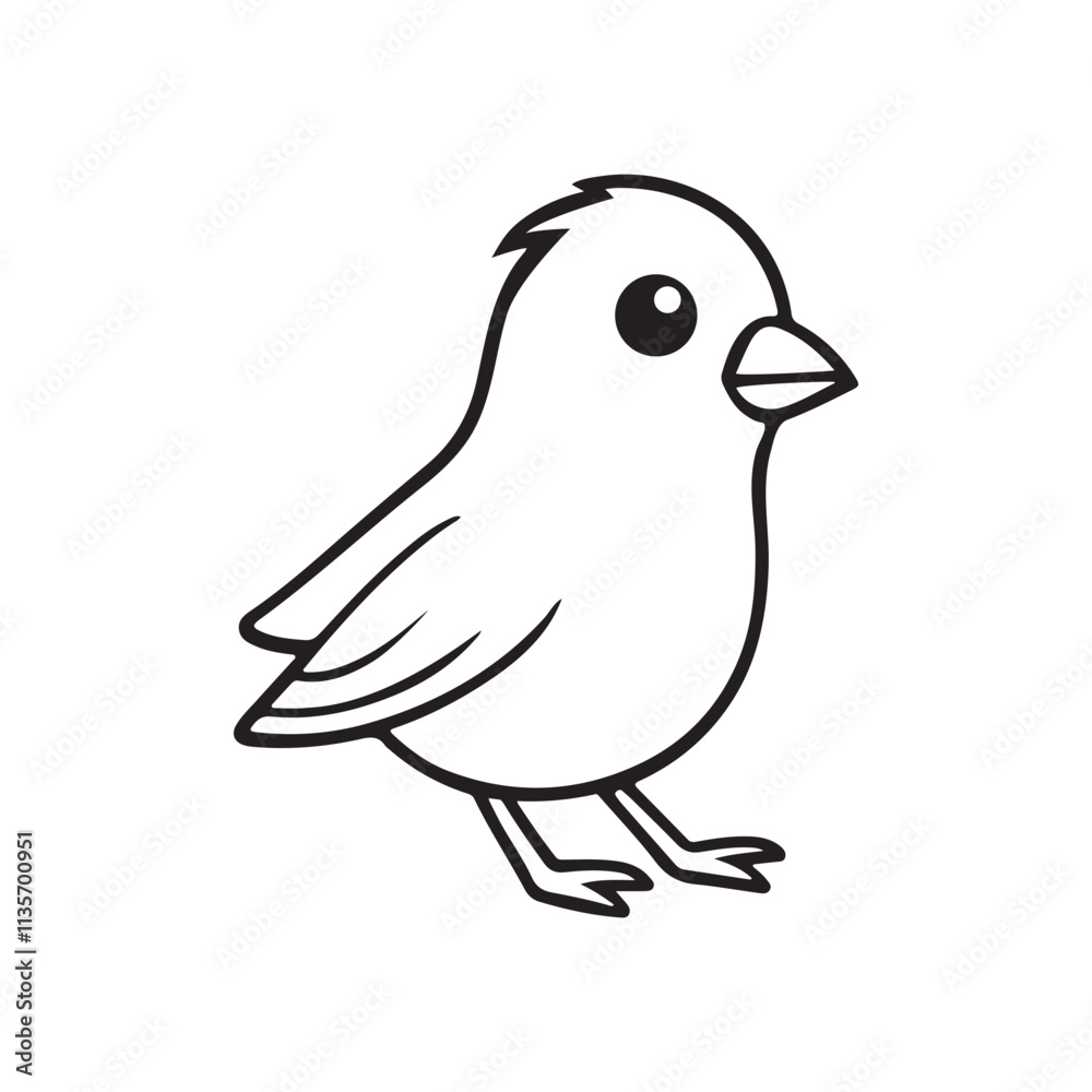 Fototapeta premium little bird silhouette line art vector logo