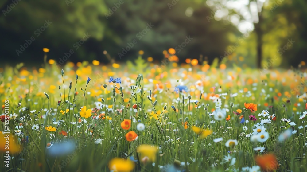 Fototapeta premium A field of wildflowers in a meadow.
