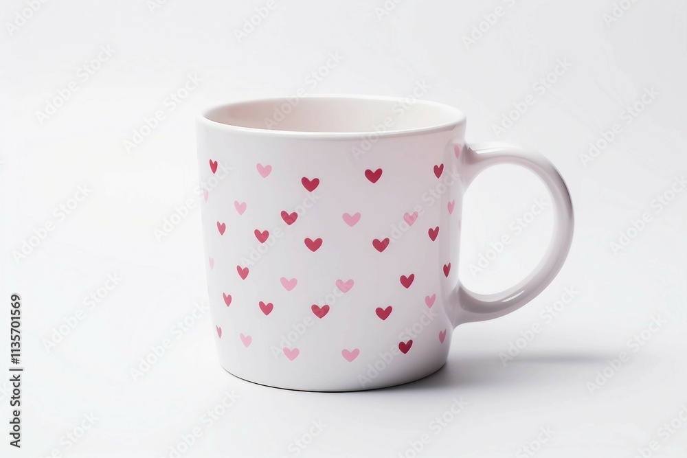Fototapeta premium Valentine's Mug, Isolated white background, flat lay